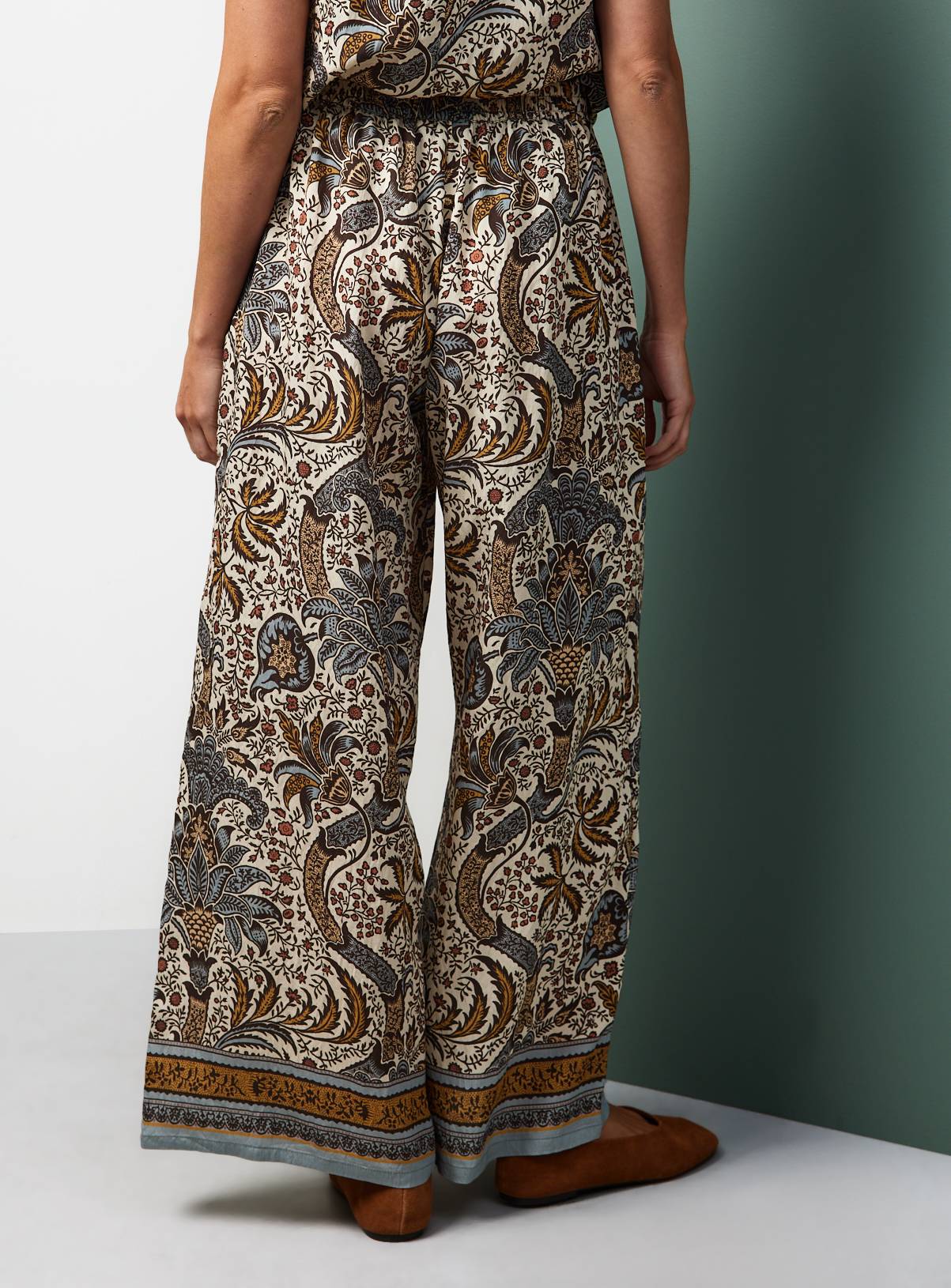 Tu x Morris & Co. Paisley Print Scarf Border Wide Leg Trousers 8 - Image 4